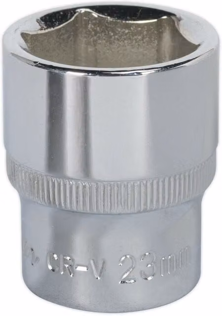 Loops 23mm Forged Steel Drive Socket 1/2 inch Square Drive in Silver Chrome Vanadium