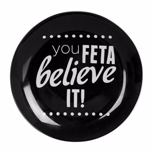 Orsina Set of 4 Porcelain Cheese Slogan Side Plates, Black and White – 4