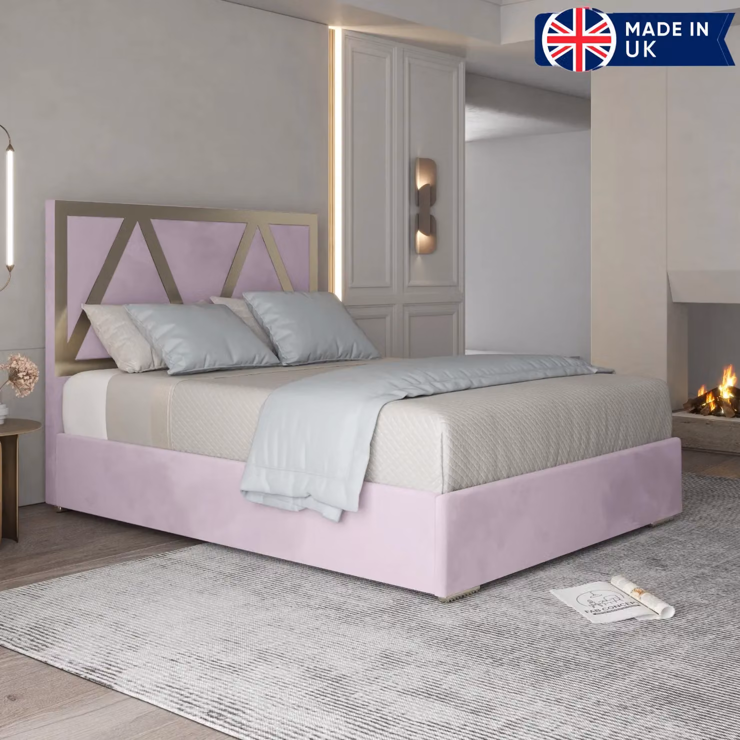KDMD Belgrave Super King Upholstered Soft Velvet Metal Designer Bed Frame in Pink – 2