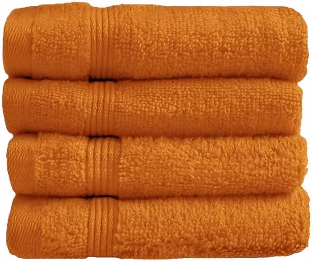 Allure Bath Fashions Luxury Egyptian Cotton Face Cloths, Pack of 4, Orange/Brown, W/D/H: 30 x 30 x 30 cm