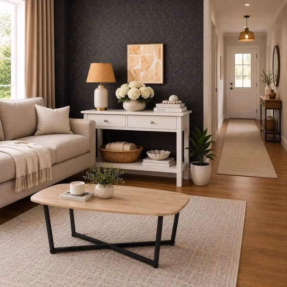 Kelvenix Rectangular Coffee Table in Brown Oak, W/D/H: 100 x 60 x 35 cm – 3