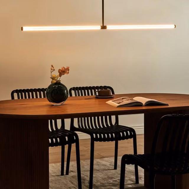 Wyld and Coco Black Linear LED Pendant Lamp with Transparent Glass and Matte Iron Frame – 1