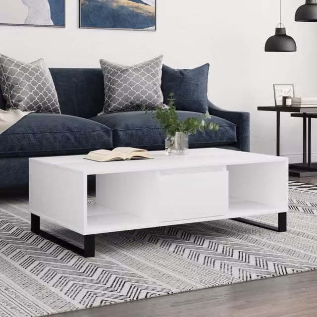 Berkfield Home White Modern Rectangular Coffee Table W/D/H: 104 x 60 x 35 cm – 1