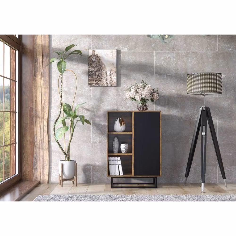 Mex Furniture LTD Elysian Loft Industrial Sideboard in Black and Multicolour, Width: 100 cm – 2