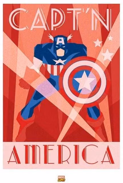 Captain America Logo Print Paper Poster in Red