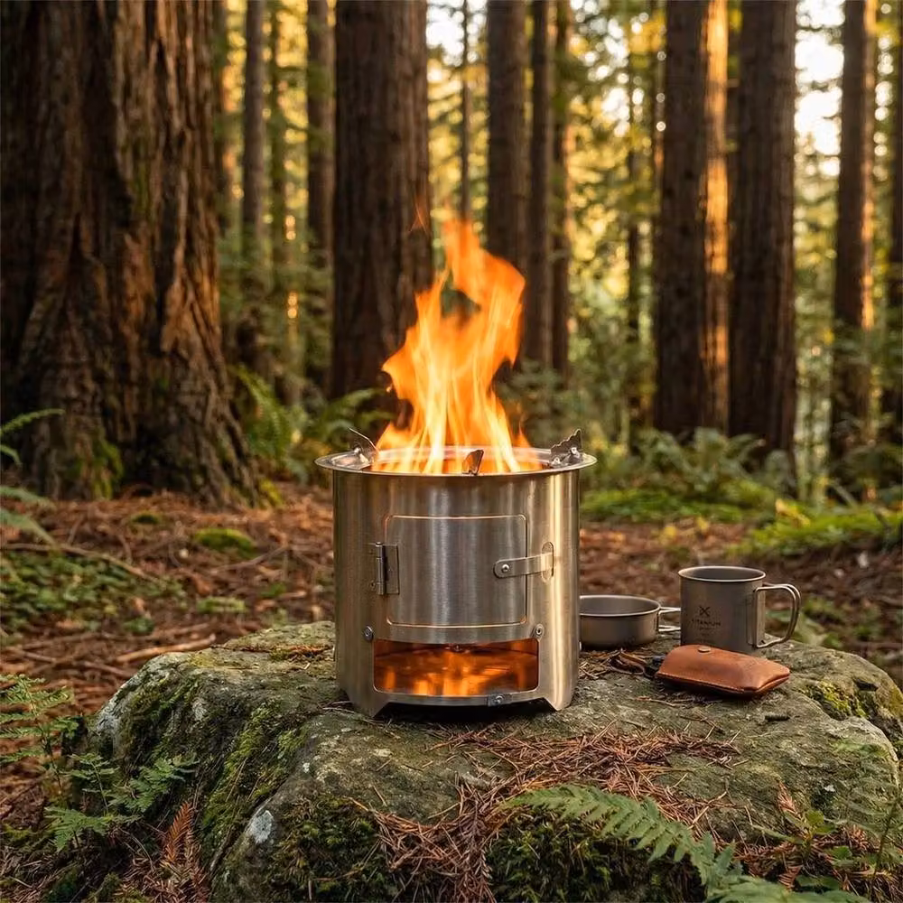 FLAVORA Portable Stainless Steel Camping Wood Stove in Silver – 4