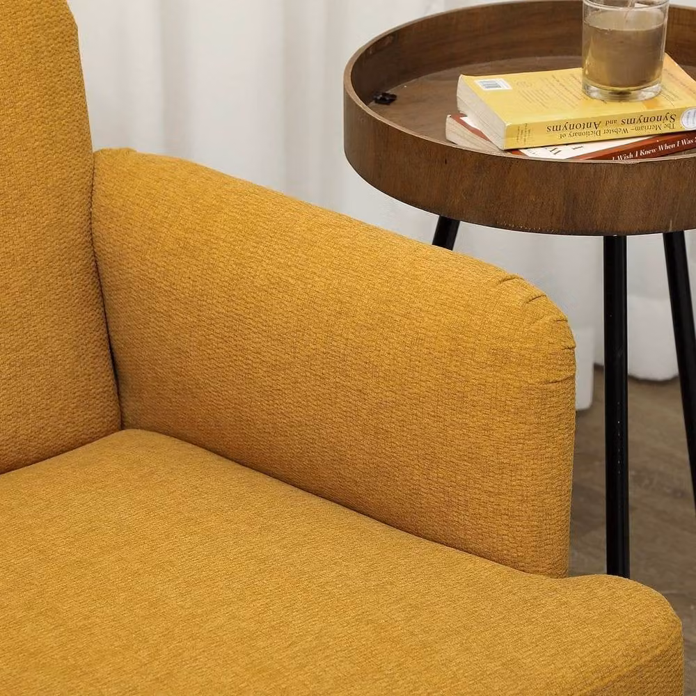 FORGEVIO 2 Seater Upholstered Fabric Sofa in Yellow with 21cm Thick Padding – 2