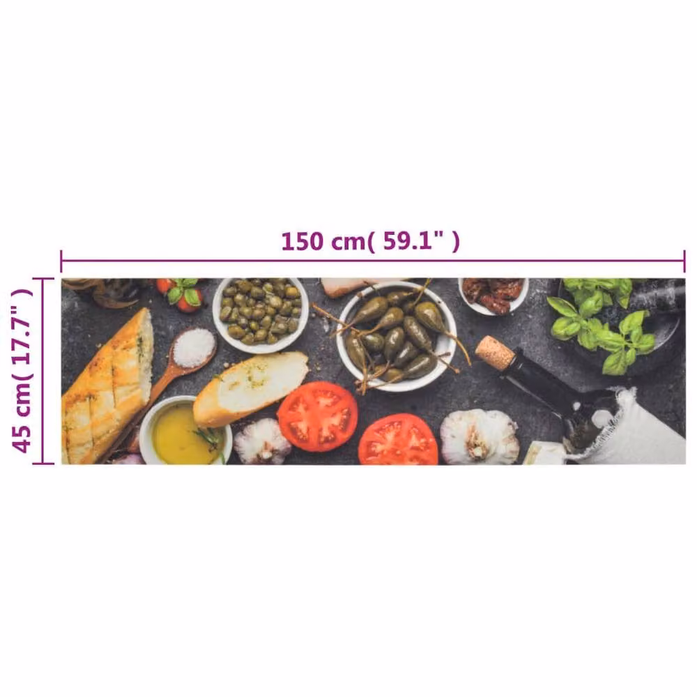 Berkfield Home Washable Wine and Dinner Kitchen Rug, Multicolour, W: 45 cm, L: 150 cm – 3