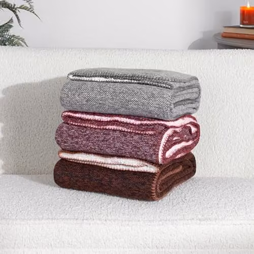 Riva Home Nurrel Knitted Throw in Rust and Grey, W: 130 cm, L: 180 cm – 1
