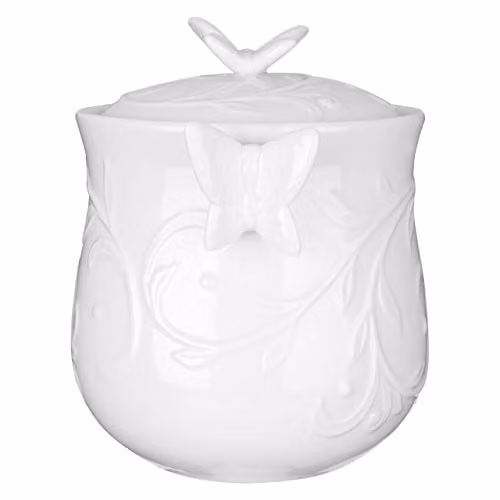 Premier Housewares Edelle Ceramic Container, White, W: 10 cm, D: 11 cm, H: 12 cm