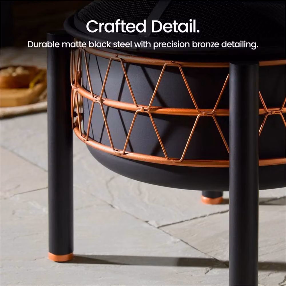 Nordara 2-in-1 Black Metal Fire Pit and BBQ Cooking Grill, Diameter: 100 cm, Height: 15 cm – 3