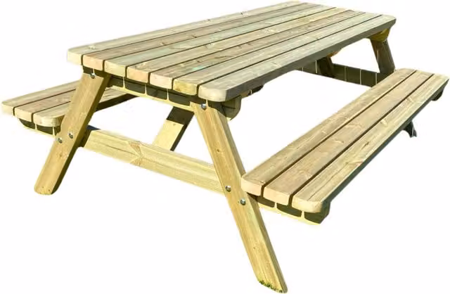 MG Timber Products Heavy Duty Wooden Picnic Table and Bench with Rounded Corners in Light Green