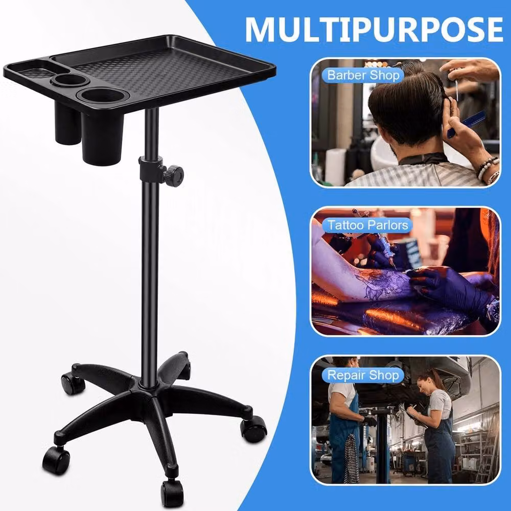 KORVIXA Rolling Beauty Trolley Cart with Instrument Tray in Black, W/D/H: 71 x 45 x 100 cm – 4
