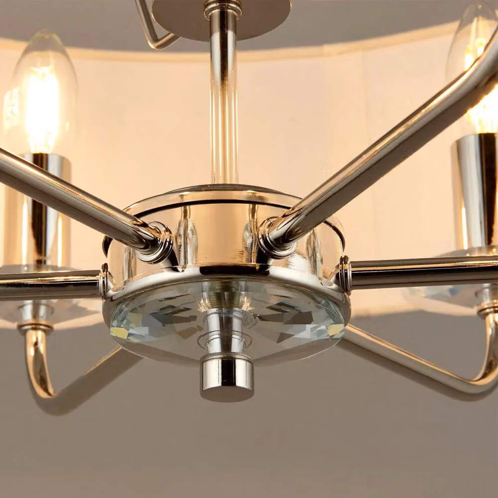 Loops 6-Bulb Multi Light Ceiling Pendant Chandelier in Silver and White – 2