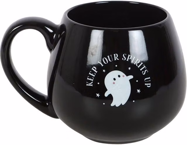 Something Different Keep Your Spirits Up Ghost Round 500ml Mug in Black