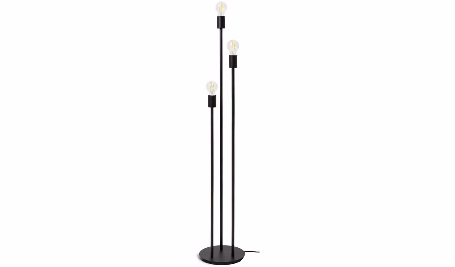 Cheap Furniture Warehouse Black Metal Industrial 3 Light Floor Lamp with Transparent Glass Shades