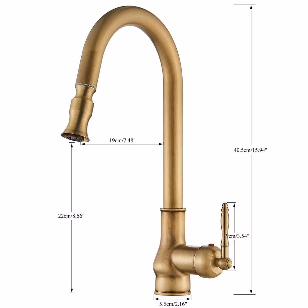 EONLION Gold Single Lever Kitchen Sink Mixer Tap with Pull Out Spout – 2