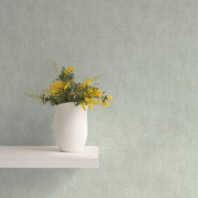 Muriva Abstract Plain Green and Silver Minimalist Washable Paper Wallpaper