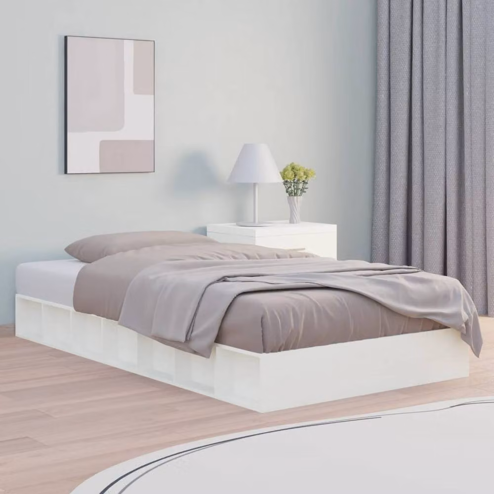 Berkfield Home Small Double Solid Wood Pine Bed Frame, White, W/D/H: 120 x 190 cm – 2