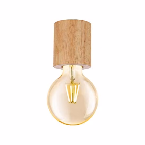 Loops Modern Round Wood Flush Ceiling Light in Brown with E27 Bulb Holder