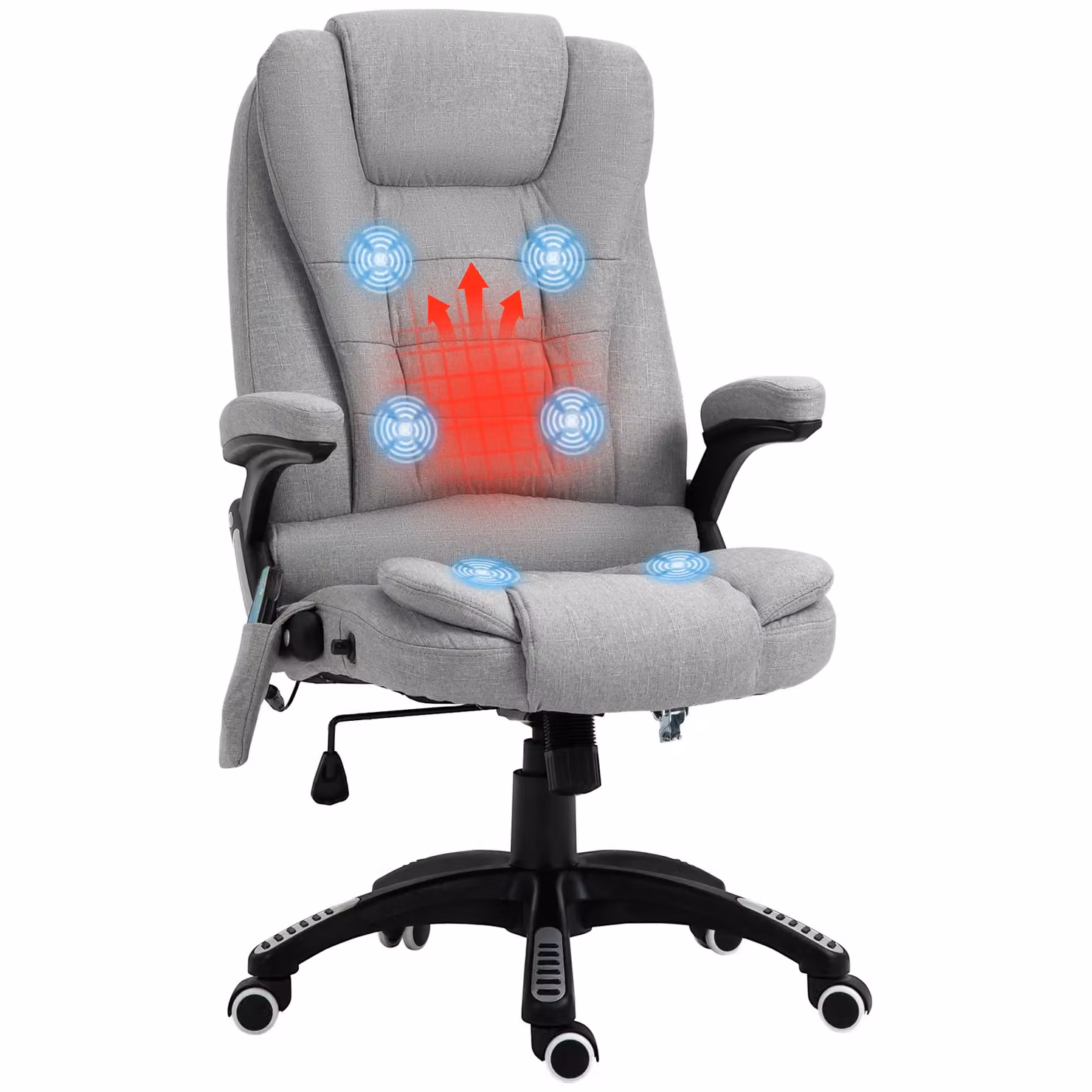 Vinsetto Ergonomic Heated Massage Gaming and Office Chair in Grey Fabric – 2