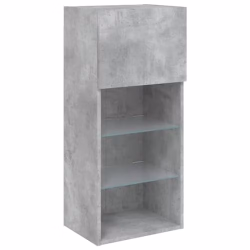 vidaXL Modern TV Cabinet with LED Lights in Concrete Grey, W: 40.5 cm, D: 30 cm, H: 90 cm – 1
