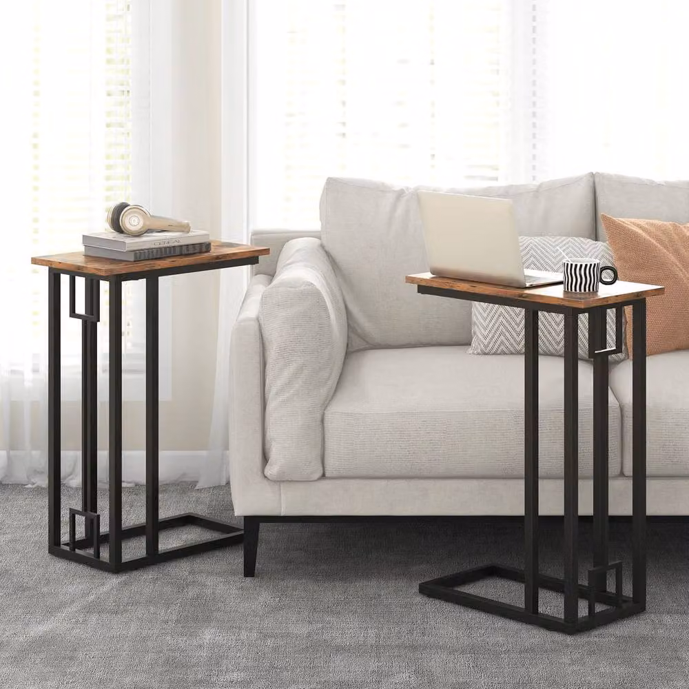 Costway C-Shaped Side Table in Brown – 6