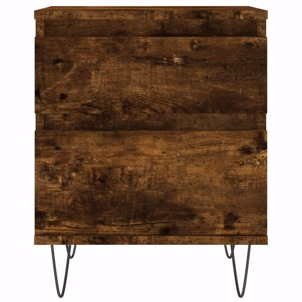 Berkfield Home Set of 2 Smoked Oak Bedside Cabinets in Brown, W/D/H: 40 x 35 x 50 cm – 3