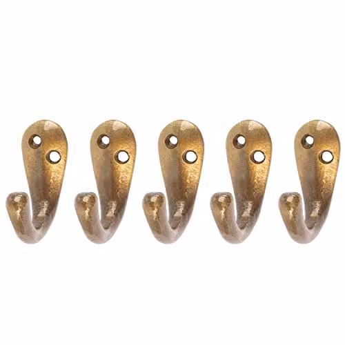 Hammer and Tongs Single Robe Hook in Brass, Pack of 5 – 2