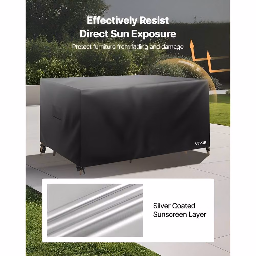 VEVOR Heavy Duty Water Repellent Polyester Patio Furniture Cover for Corner Sofas, Black – 6