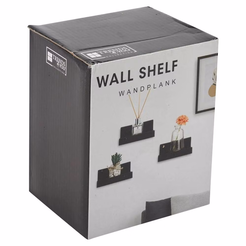 Nordara 3-Piece Black U-Shaped Floating Wall Shelves for Home and Office Storage – 4