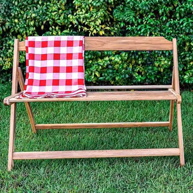 FORGEVIO Teak Folding Garden Bench in Brown