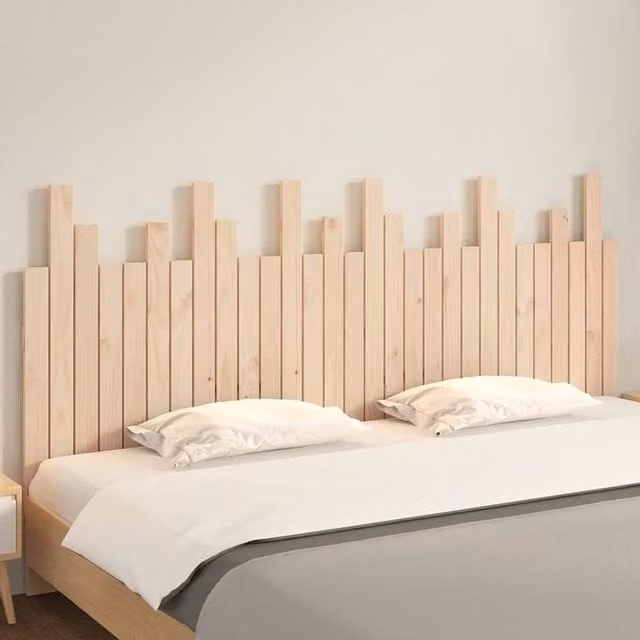 Berkfield Home Solid Wood Pine Wall Headboard in Beige, W/D/H: 185 x 3 x 80 cm