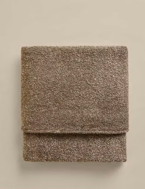 M&S Fluffy Bouclé Throw in Khaki Green
