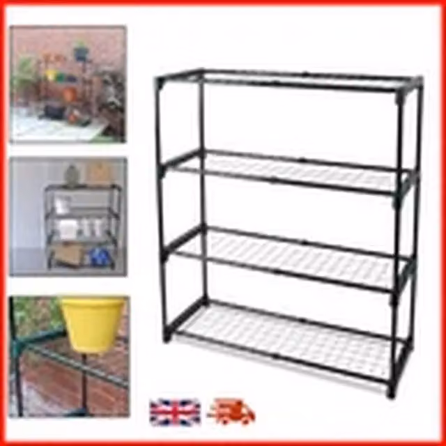 Havendro 4 Tier Black Metal Freestanding Greenhouse and Garage Plant Racking Unit