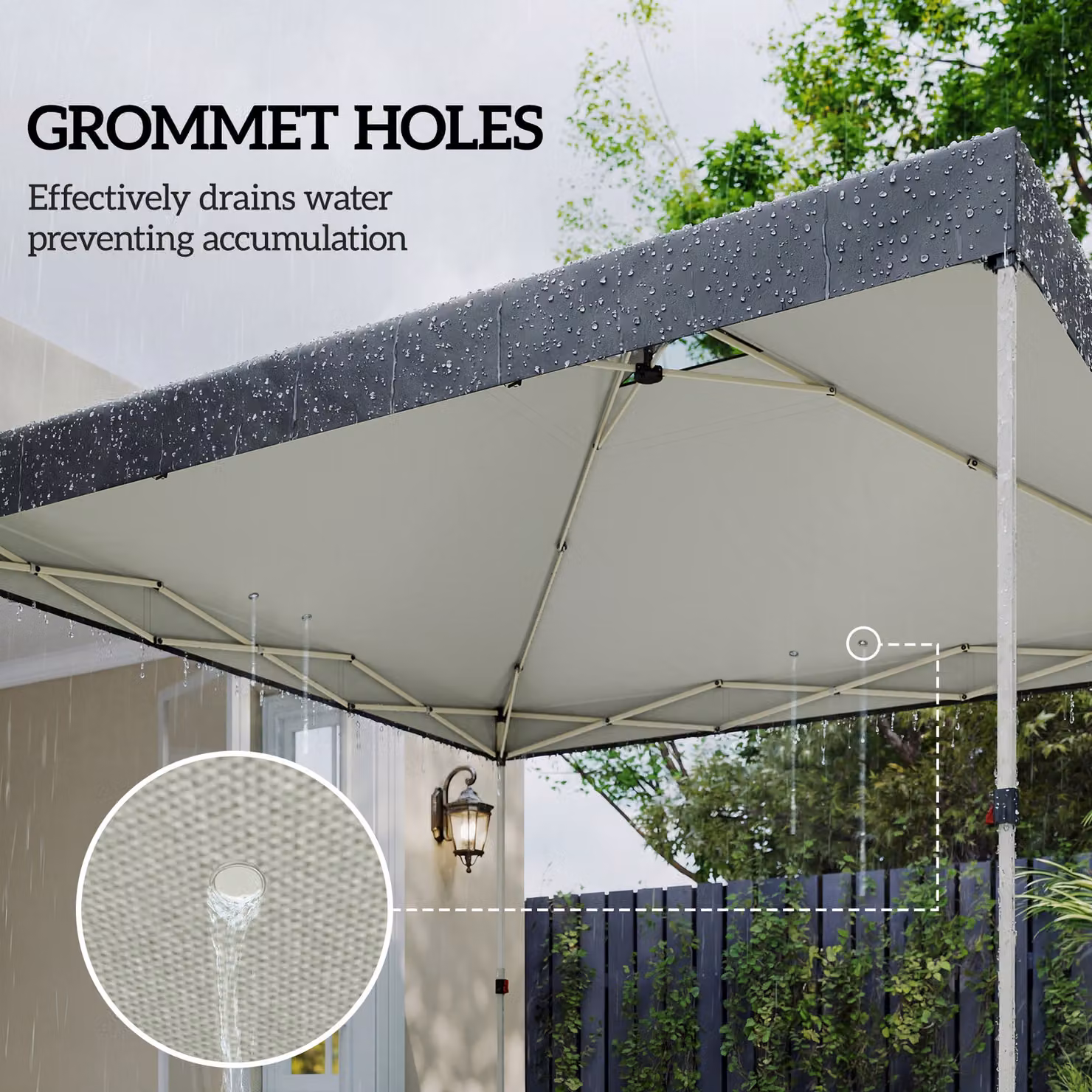 Outsunny Black Waterproof Pop Up Canopy Replacement Roof with UV50+ Protection and 8 Drainage Holes, W x D: 3 x 3 m – 7