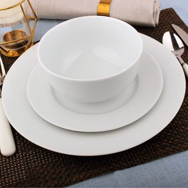 Glim & Glam 12 Piece White Porcelain Dinner Service Set