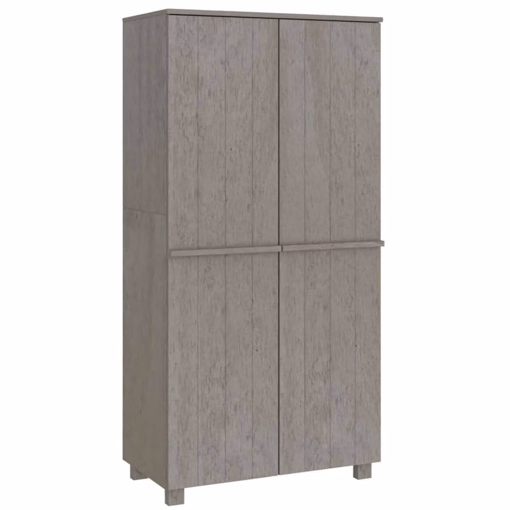 Berkfield Home HAMAR Wardrobe in Light Grey Solid Wood Pine, W/D/H: 89 x 50 x 180 cm – 2