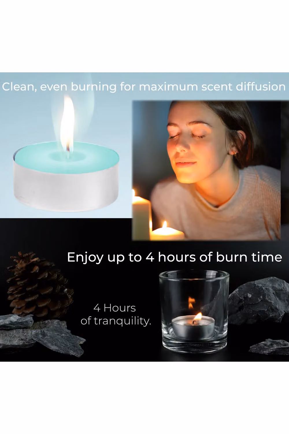 Deco Express Cool Eucalyptus Scented Tealights, 25 Pack, Green – 3