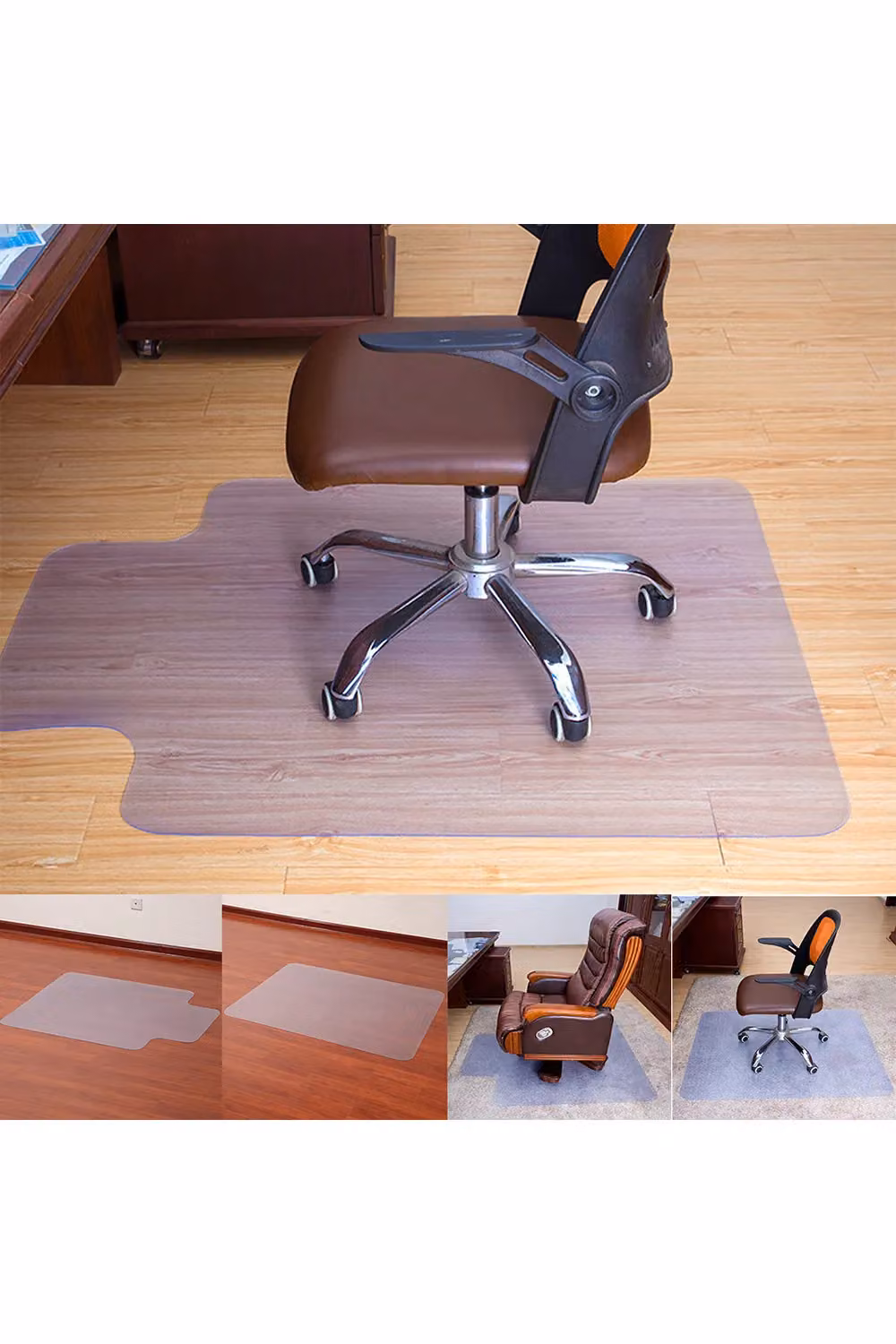 Living and Home Transparent PVC Non-Slip Office Chair Desk Mat Floor Protector – 3