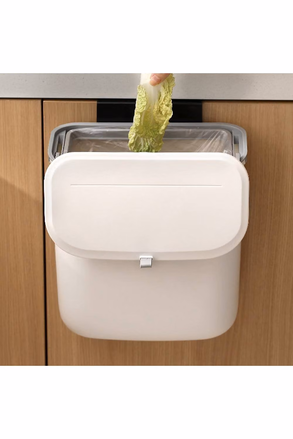 Living and Home 9L Wall-mounted Hanging Rubbish Bin with Flip Lid in White – 2