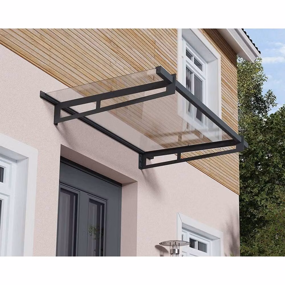 Palram Bremen Door Awning Canopy in Grey, Clear, L150 x W93.5 cm – 2