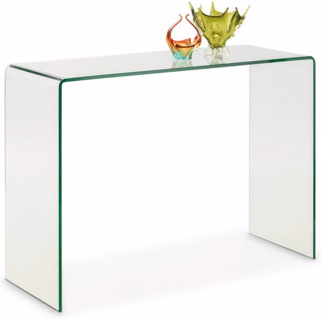 Cheshire Caledon Bent Glass Console Table in Clear