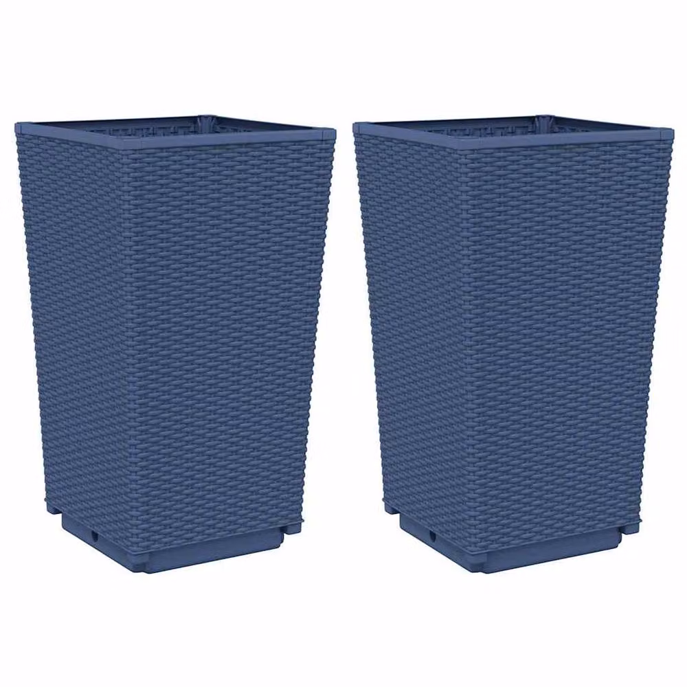 Berkfield Home Garden Planter Tub Set of 2 in Blue and Grey, W/D/H: 32.5 x 32.5 x 57 cm – 2