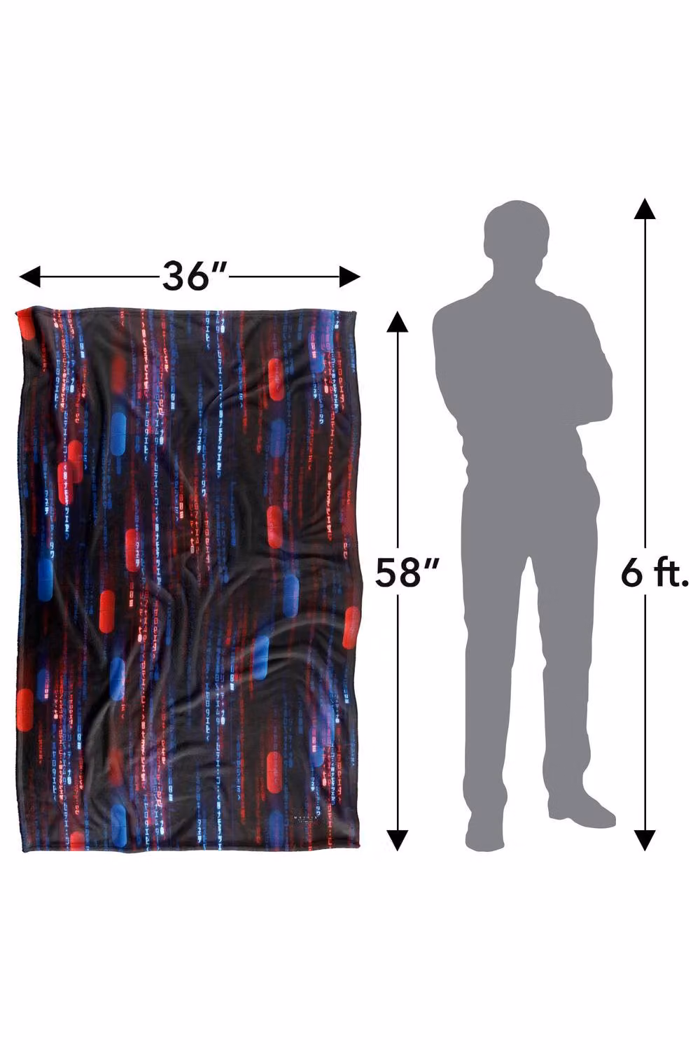 Warner Bros. The Matrix (2021) Pill Code Super Soft Silky Touch Fleece Blanket, Multicolour, W/D/H: 91.44 x 91.44 x 1.47 cm – 8
