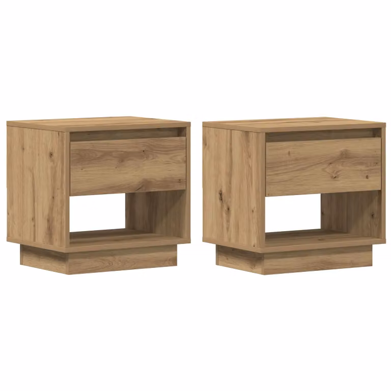 Berkfield Home Artisan Oak Bedside Cabinet Set of 2, Brown, W/D/H: 45 x 34 x 47 cm