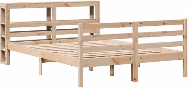 Berkfield Home Beautiful Solid Wood Pine Bed Frame in Beige, W/D/H: 160 x 200 cm
