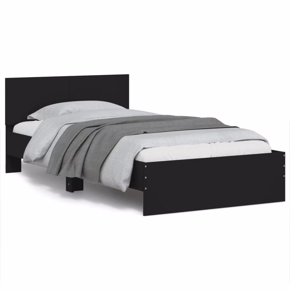 Berkfield Home Durable Bed Frame with Headboard in Black, W/D/H: 100 x 200 x 70 cm – 3