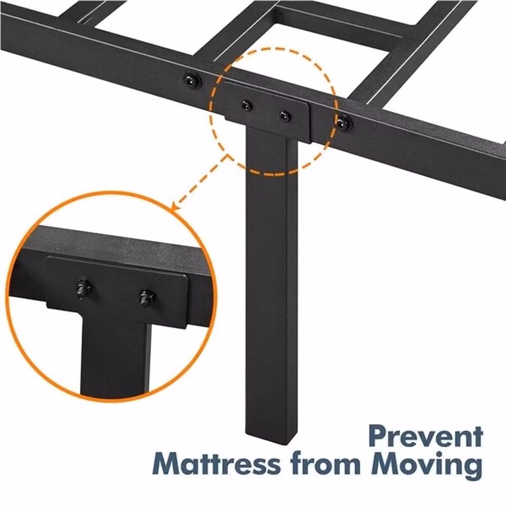 PAWNORA Metal Platform Bed Frame in Black, W/D/H: 135 x 190 x 41 cm – 4