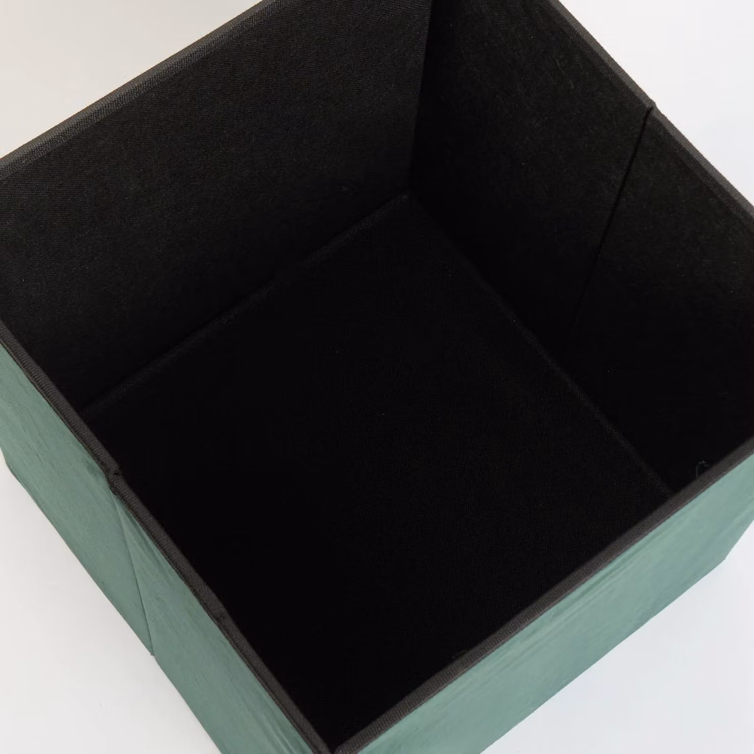 OHS Cube Storage Ottoman in Matte Green Velvet with Hidden Storage and Lid – 3